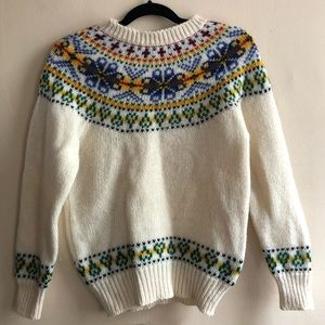 Vintage 100% Wool Alpine Colorful Floral Sweater